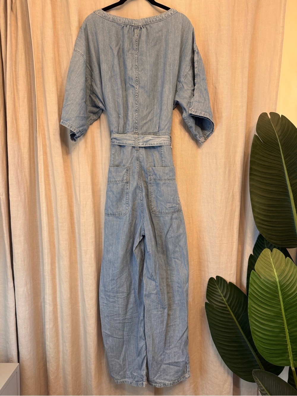 Free People Marley Denim Jumpsuit Blue Chambray XS - Picture 2 of 7
